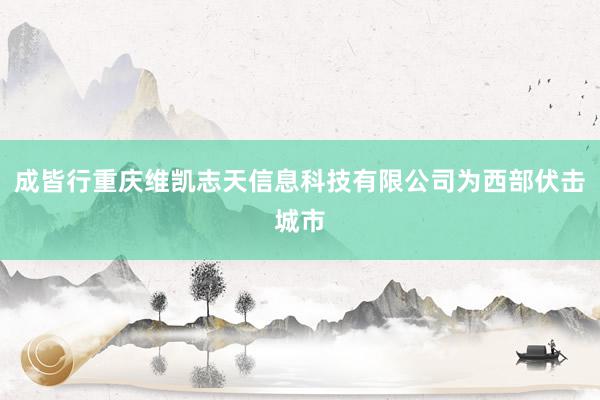 成皆行重庆维凯志天信息科技有限公司为西部伏击城市
